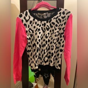 NWT!! alice + olivia sweater.  Leopard print and pink.  Size XL